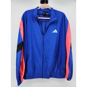 Adidas Track Jacket Windbreaker Men's L Neon  Full Zip Blue/Pink‎ Y2K